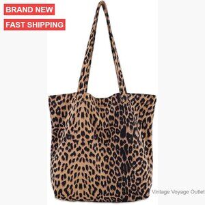 Large Leopard Print Satchel Shoulder Bag Tote Lightweight Travel Purse